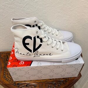 Frantz Lamour Signature White High-Top Canvas Sneakers – Size 11 | Classic